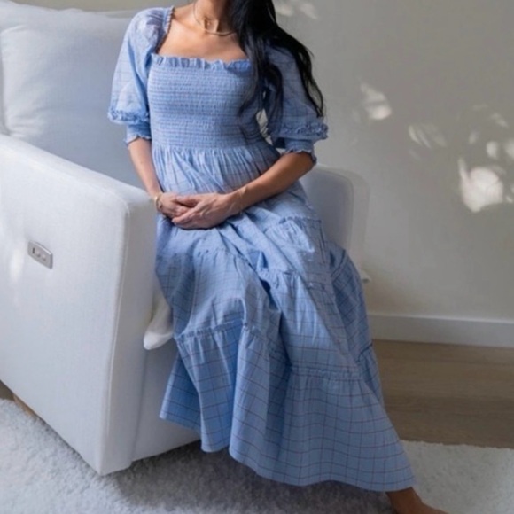 Hill House Nelsi Nap Dress in Diana Blue Check - Picture 13 of 13